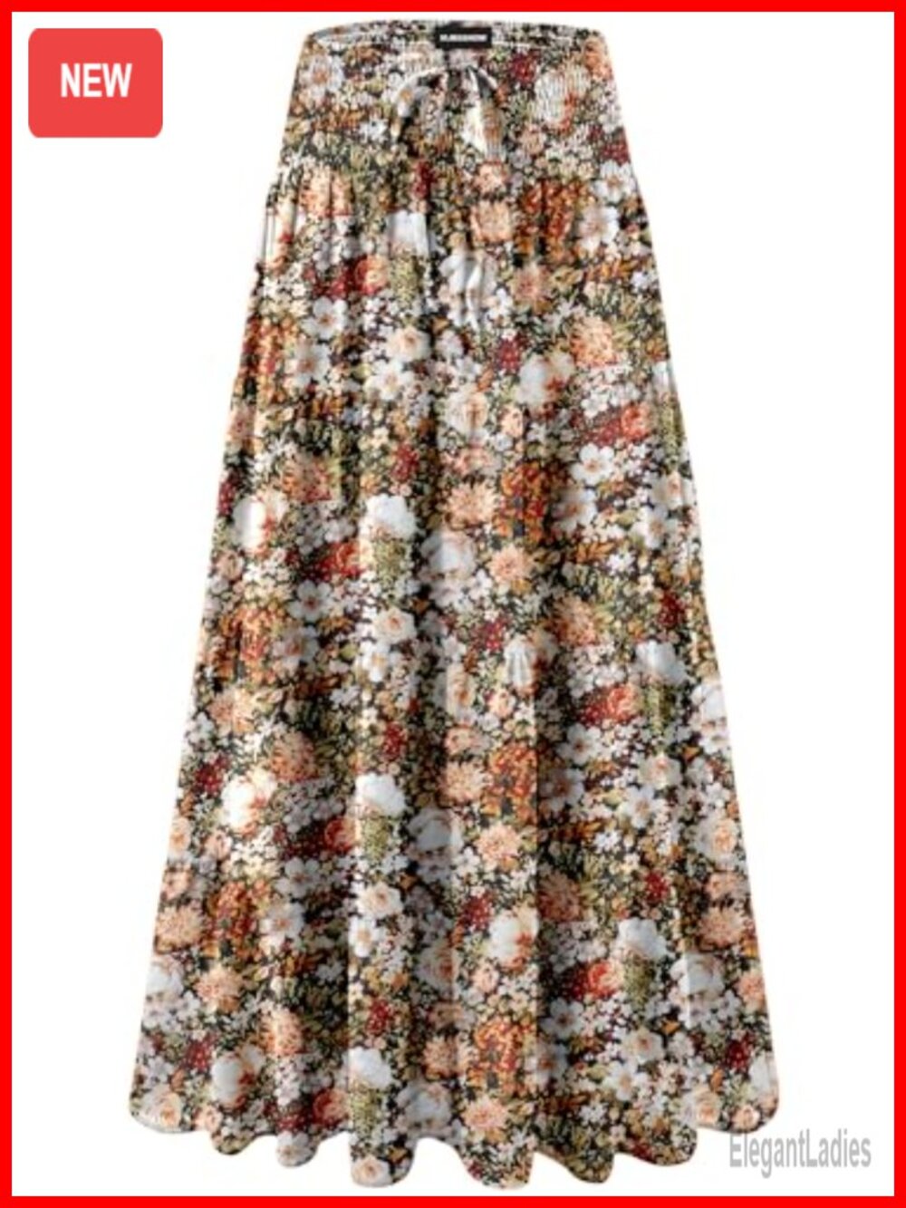 Women's High Waist Pleated Ruffle Maxi Skirt Boho A-Line Flowy Long Skirt